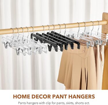 Кліпси для штанів House Day, 12 шт, 35 см, пластикові вішалки для штанів, спідниць, джинсів, шортів та легінсів, з обертовим гачком 360°