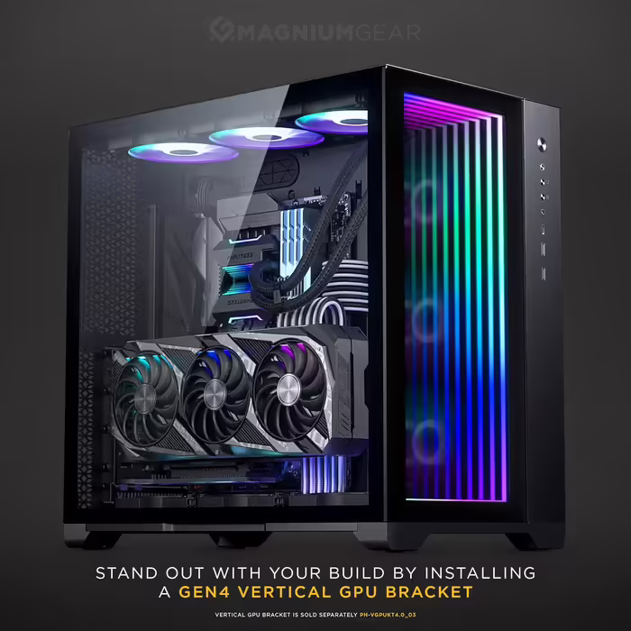 Корпус Magniumgear Neo Qube 2 IM ATX, подвійна камера, Digital-RGB, дзеркальна передня панель Infinity, скляні панелі, чорний