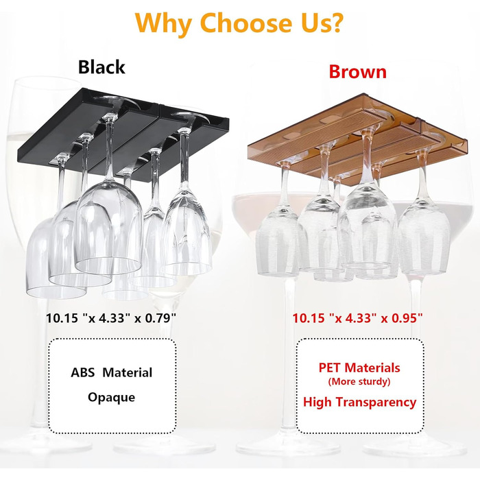 Тримач для келихів вина DESONAUT під полицю, 2 шт., коричневий