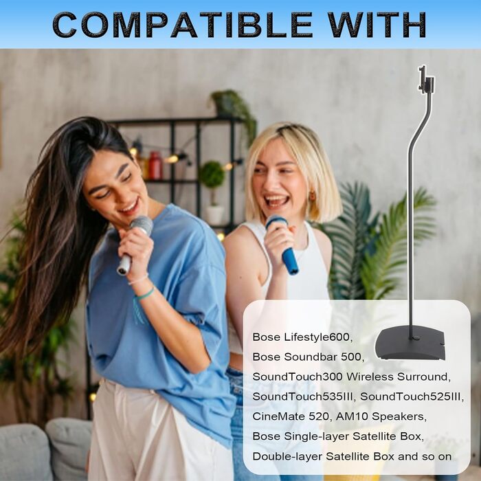 Регульовані підставки для акустики: комплект з 2 шт., висота до 140 см, для сателітів до 5 кг, інтегроване кабельне управління (сумісні з Bose UFS-20 серія II)