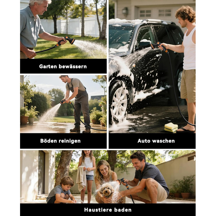 Шланговий барабан SUNPOW настінний 30м для саду, тераси та двору. Автоматичний намотувач шланга 16 мм з фіксацією, поворотна стійка 180°, 10-функціональна насадка для поливу.