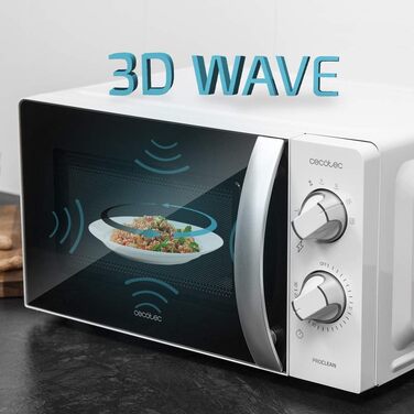 Мікрохвильова піч Cecotec ProClean 3060, 20 л, 700 Вт, Ready2Clean, 6 режимів, 3D Wave, срібляста з дзеркальними дверцятами