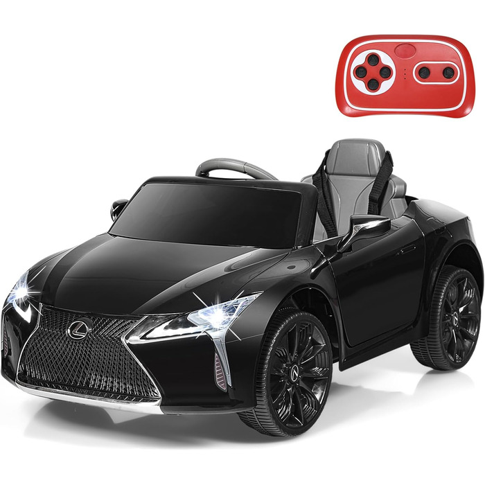 Дитячий електромобіль Lexus COSTWAY 12V з пультом, LED, музикою, USB, чорний