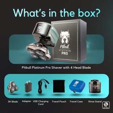 Електричний гоління для обличчя та тіла Pitbull Platinum PRO - бездротовий, USB-зарядний, для чоловіків. З бонусними лезами та аксесуарами