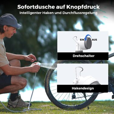 Портативна душова кабіна FLEXTAILGEAR Tiny Shower з помпою, 2.2м шланг, USB-C зарядка та 2 режими економії води, для відпочинку, подорожей, саду, пляжу та тварин