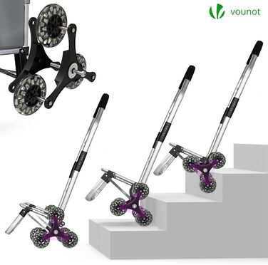 Візок для покупців VOUNOT Aluminium Stair Climber, 3 в 1, складаний , 6 коліс, охолоджувальний відсік, 45 л, сірий