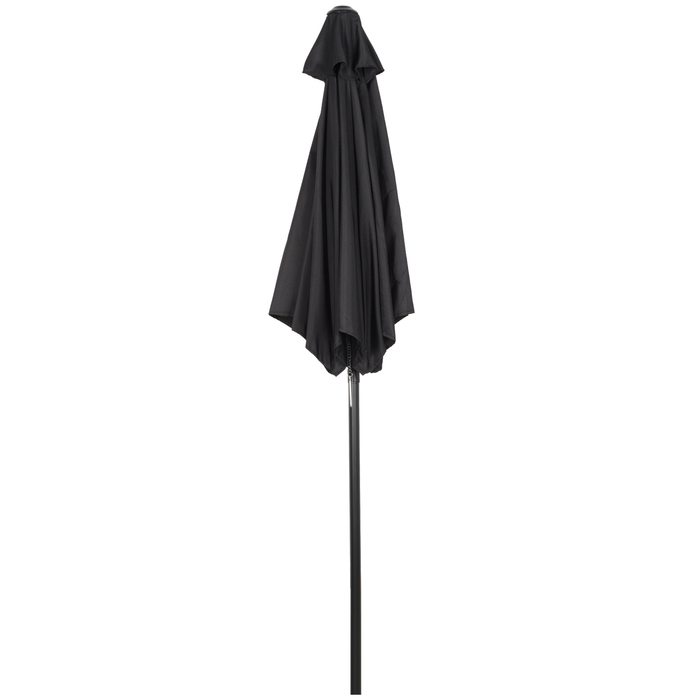 Outsunny Parasol Ø196 см, поворотна парасолька з функцією складання, шестикутна балконна парасолька пляжна парасолька вітрозахисна стабільна на ринку Парасолька з колінчастим механізмом Парасолька від сонця для пляжного балконного саду, чорний