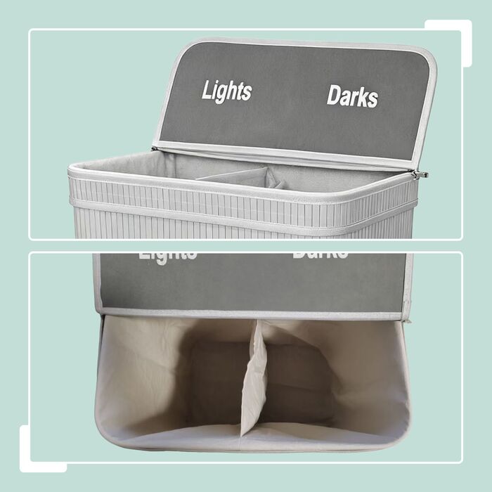 Кошик для білизни Relaxdays з бамбука з 2 відділеннями