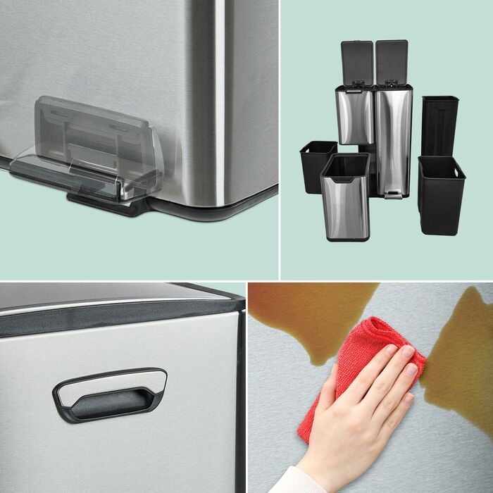 Відро для сміття Relaxdays з 3 відділеннями, 60 літрів