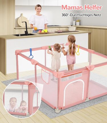 Дитячий манеж Dripex 124x124 см з дихаючою сіткою, сірий. Манеж для ігор, безпечний, з тканини Oxford 210D