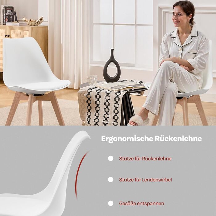 Стільці для їдальні WOLTU, набір 2 шт, з обертанням, з масиву дерева та штучної шкіри, до 100 кг, сучасний дизайн