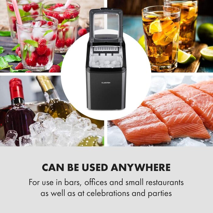 Машина для приготування льоду Klarstein Eiswürfelmaschine, 2.9 л, чорна, самоочищення