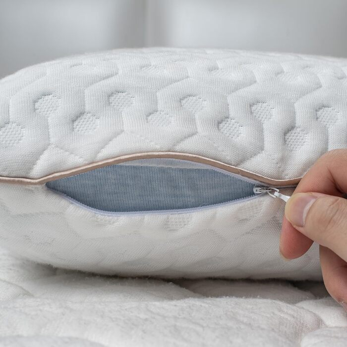 Подушка BedStory з гелевої піни з пам'яті 40x60 см, 14 см заввишки. Ортопедична подушка для тих, хто спить на боці, ергономічна подушка з знімним та пральним чохлом. Сертифікована Öko-Tex, білий колір