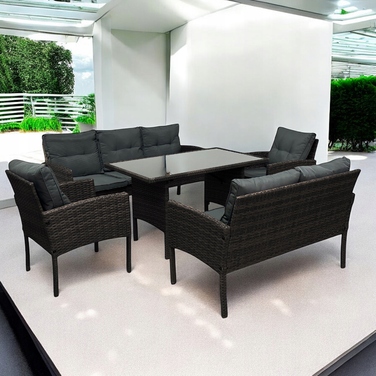 Комплект садових меблів IdealGarden із техноротанга, коричневий, 5 предметів