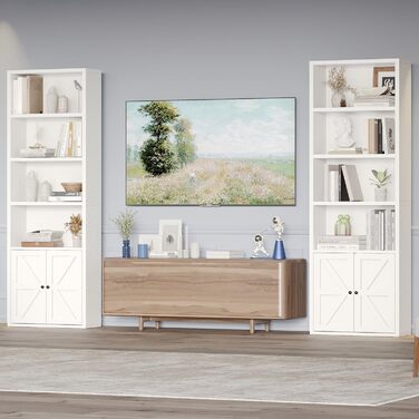 Стильний стелаж для книг Oneinmil: білий шафчик з 6 полицями для вітальні, спальні, офісу. 2 шт.