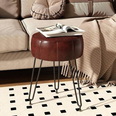 Пуф-стілець для макіяжу YMYNY, стильний пуф у вигляді гарбуза, багатофункціональний пуф для вітальні та спальні, 32 x 32 x 44 см (Коричневий)