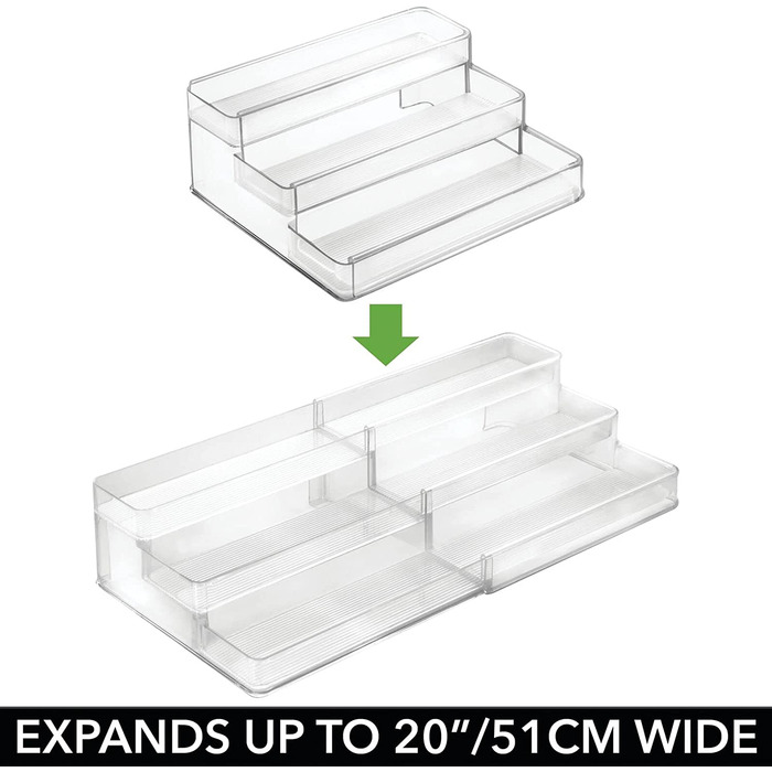 Підставка для спецій mDesign для кухонної шафи і робочої поверхні-Пластикова висувна підставка для спецій для наведення порядку на кухні