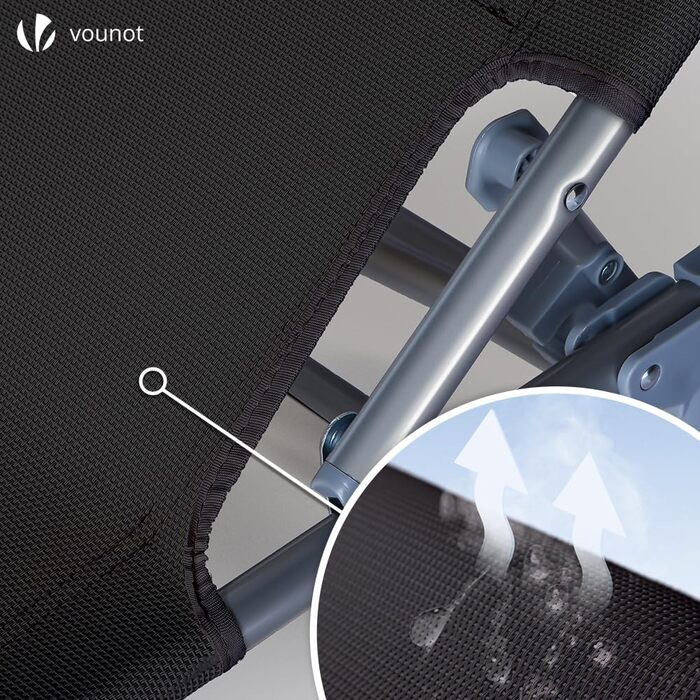 Розкішні лежаки для відпочинку Vounot (2 шт.): регульована спинка, захист від сонця, для саду, басейну, тераси (чорний)