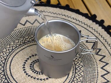 Безмежна подорож Титанова кавова кружка 250 мл Пивний кухоль для кемпінгу на свіжому повітрі Походи Пікнік Приготування їжі на відкритому повітрі Ti3050D (без кришки) (кришка для чашки)