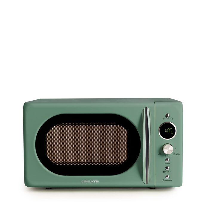 Мікрохвильова піч ретро Salbeigrün 20л з грилем та LCD дисплеєм 900W