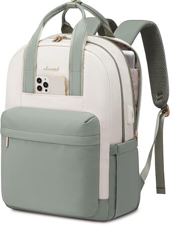 LOVEVOOK Рюкзак для жінок, 15.6 дюймів, рюкзак для школи, дівиччий рюкзак з відділенням для ноутбука, водонепроникний, для подорожей, роботи, навчання, рюкзак для університету, офісу, відпочинку, 15.6 дюймів, 1 світло-зелено-бежевий