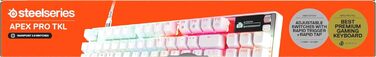 Клавіатура SteelSeries Apex Pro TKL Gen 3 для геймінгу з перемикачами Hall Effect та OmniPoint 3.0 - регульована чутливість, пресети для ігор, захист від зносу, німецька QWERTZ (Nordisch QWERTY), бездротова, біла