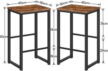 Набір барних стільців HOOBRO з 2 шт. , металевий каркас, м'які краї, для кухні, їдальні, вітальні