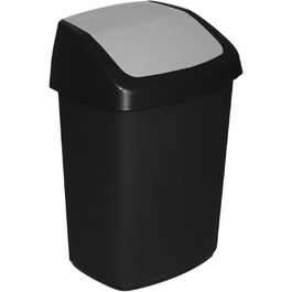 Відро для сміття 15 л чорне/сіре, пластикове (35x25x10 см)
