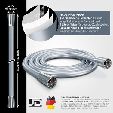 Насадка для душу Prisma: потужний струмінь, економія води, 3 функції, фільтр, дощова лійка, ручна лійка, масаж. Комплект з шлангом 160 см.