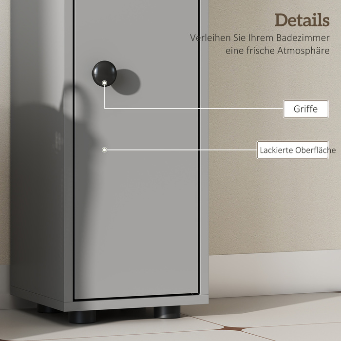 Шафа для ванної кімнати, 4 полиці, висувний ящик, ДСП, сучасний дизайн, сірий колір