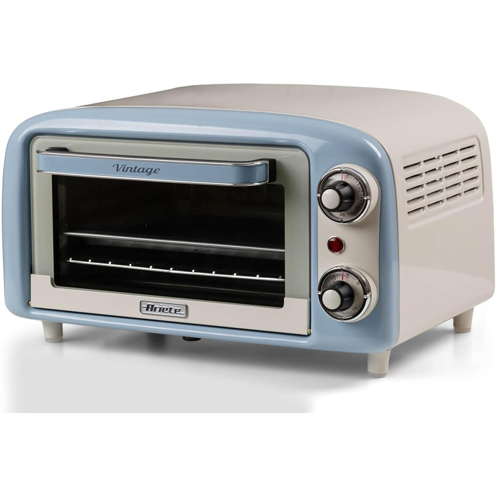 Міні-піч Ariete 3919 Vintage: 10 л, гриль, таймер, 230°C, подвійне скло, нержавіюча сталь, зелений (блакитний)
