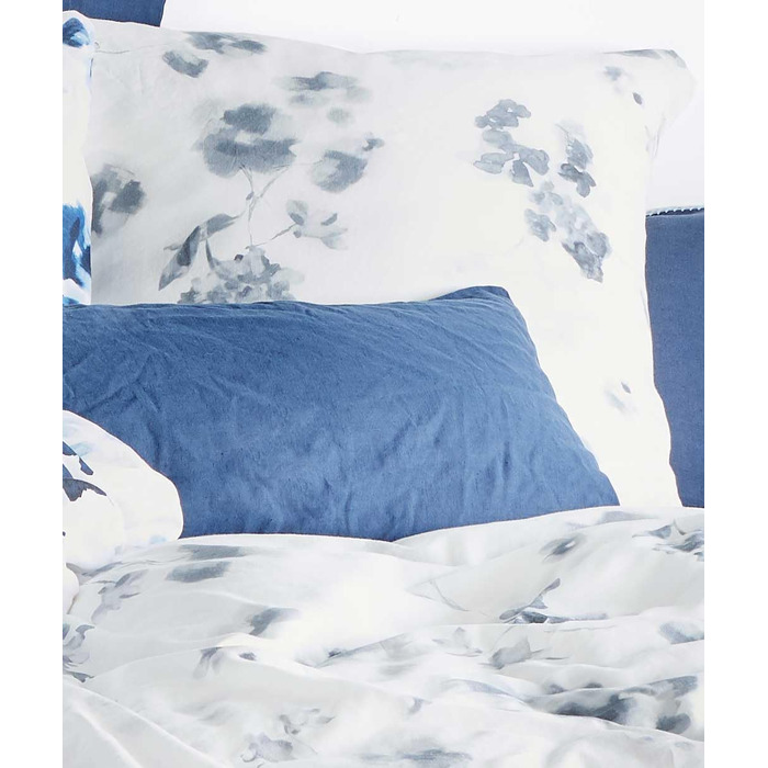 Бавовна, 50 льон, сертифікація Oeko-TEX Standard 100, в т.ч. чохол на подушку 1 x 80 x 80, двостороння постільна білизна з квітковим орнаментом, натуральна біла спинка, колір сірий (135 x 200 см), 344103, 50