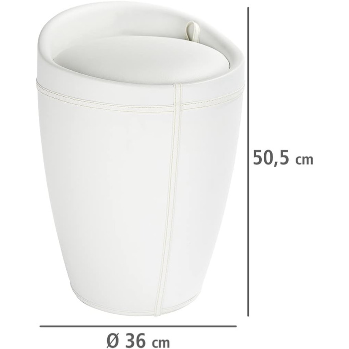 WENKO табурет для ванної кімнати Candy з місцем для зберігання, збирач бруду, ABS-пластик, 20 л, Ø 36 x 50,5 см