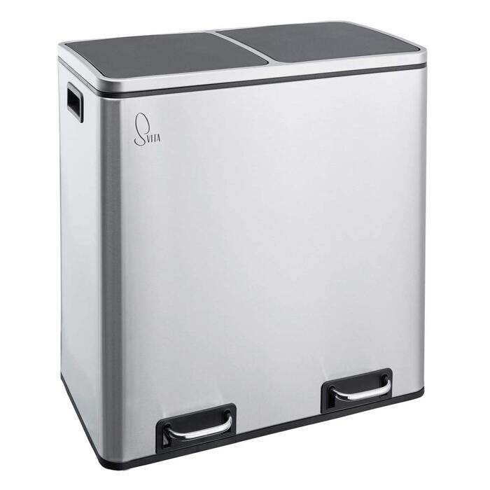 Висувний ящик для сміття SVITA TM2X30 об'ємом 60 літрів, дизайнерська кошик для сміття, сміттєва корзина, система поділу кухонного приладдя (сріблястий)