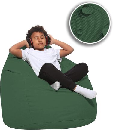 Подушка для підлоги Beanbag XXL для дорослих і дітей - підходить для ігор або відпочинку - в приміщенні та на вулиці, оскільки вона водонепроникна - з намистинами EPS, колір темно-зелений, розмір XL