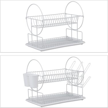 Сушарка для посуду, 2 рівні, 33,5x523,5 см, 80 заліза (біла)