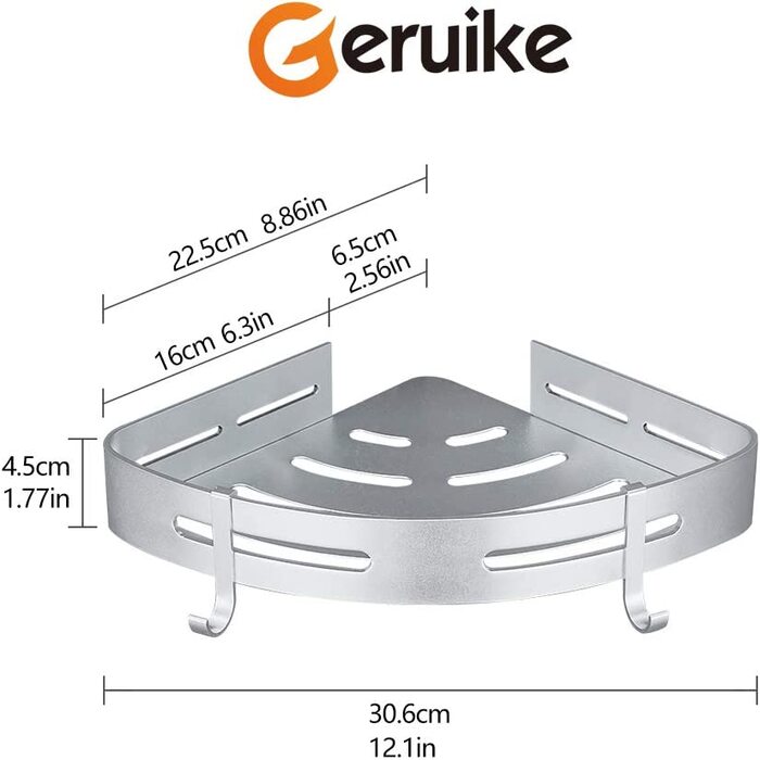 Полиці для душу  GERUIKE 2 шт 22,5x4,5 см матово-сріблясті