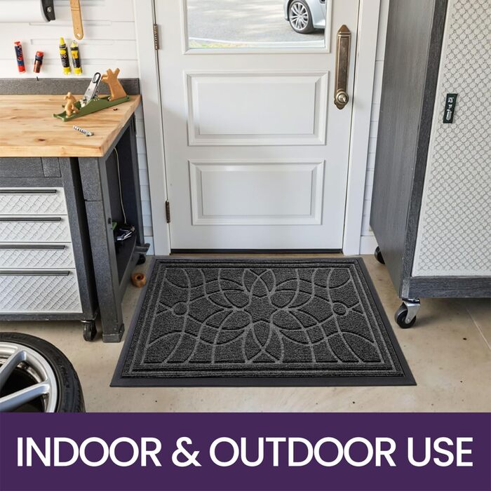 Килимок для дому та вулиці DEXI, 60 x 90 см, антиковзаючі, миється, вологостійкий, сірий