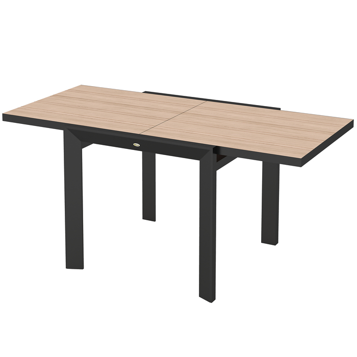 Розсувний алюміній Outsunny Garden Table 80/160x80 см Атмосферостійкий балконний стіл Нековзний фуршетний стіл Кемпінговий стіл на 6 осіб Стіл для патіо Відкритий обідній стіл для саду, патіо Балкон з натурального дерева