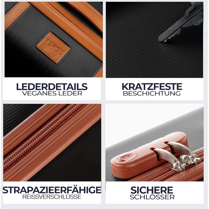 Набір валіз FERGÉ Milano 5-ти частинний (3 розміри) + сумка + органайзер - чорний