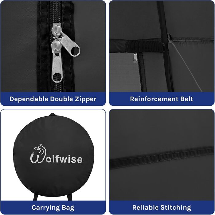 Намет для душу WolfWise Pop-Up – для кемпінгу, пляжу, відпочинку на природі, 190 см, чорний/зелений/синій