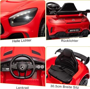 Дитячий електромобіль Mercedes Benz AMG LEADZM 12V, з пультом, MP3, музика, LED, червоний