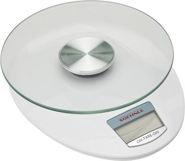 Цифрові кухонні ваги Soehnle Roma з вантажопідйомністю 5 кг і точністю зважування 1 г, ваги з практичною додатковою функцією зважування (TARA), елегантні ваги для кухні з РК-дисплеєм і автоматичним вимкненням, білі