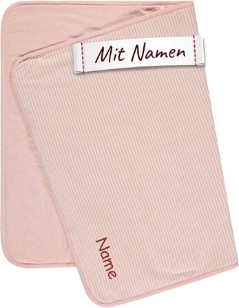 Дитяча ковдра Steiff Bear з вишитим рожевим ім'ям для дівчаток, смугаста/м'яка ковдра Nicky GOTS Snuggle Blanket Playmat, органічна трикотажна ковдра для обіймів