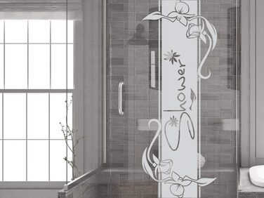 Депідписати вікно Тату душ з квітами, наклейка на вікно для ванної кімнати, фольга для душової кабіни / 79x30см
