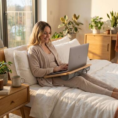 Підставка для ноутбука PEPE Mobility з подушкою, підставка для колін, бамбукова підставка для ноутбука та планшета, до 17 дюймів