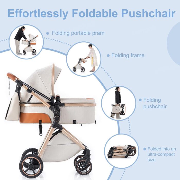 Дитяча коляска 3 в 1, туристична, швидко складається, з фіксацією передніх коліс, сіра (10-V8, візерунок)