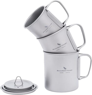 iBasingo Titan Camping Посуд: Чайник, Каструля, Кружка з кришкою та складним ручками (200-750мл) для кемпінгу, трекінгу, пікніка