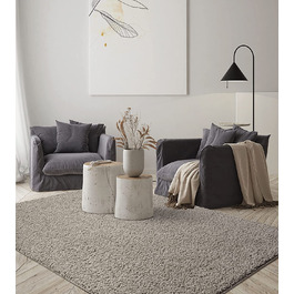 Килим для дому ‎The carpet з високим ворсом 80х150 см бежево-сірий