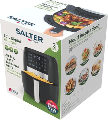 Фритюрниця Salter 4.2 л ручна, без олії, з циркуляцією гарячого повітря, антипригарне покриття, таймер, 1300 Вт, EK6364VDE